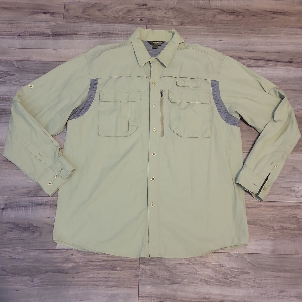 Gander Mountain Hiking Fishing Shirt Men's Size Large Green Long Sleeve‎